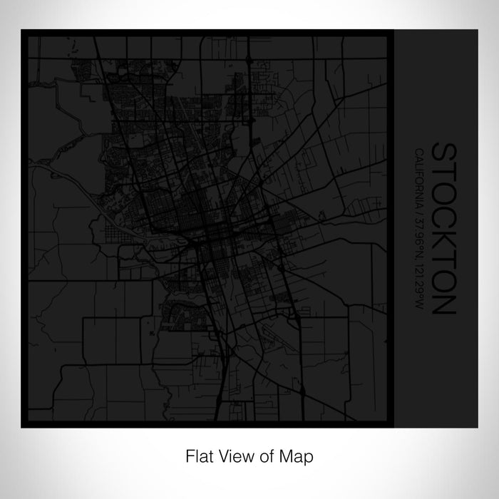 Rendered View of Stockton California Map on 17oz Stainless Steel Insulated Tumbler in Matte Black with Tactile Lines