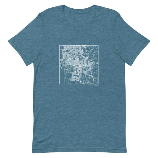 Stockton California  Map Unisex T-Shirt with City inscription in Heather Teal