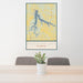 24x36 Stockton Lake Missouri Map Print Portrait Orientation in Woodblock Style Behind 2 Chairs Table and Potted Plant