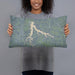 Person holding 20x12 Custom Stockton Lake Missouri Map Throw Pillow in Afternoon