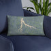 Custom Stockton Lake Missouri Map Throw Pillow in Afternoon on Blue Colored Chair