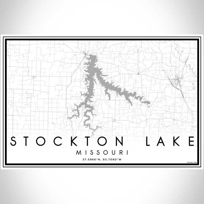 Stockton Lake Missouri Map Print Landscape Orientation in Classic Style With Shaded Background