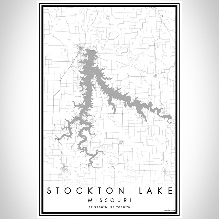 Stockton Lake Missouri Map Print Portrait Orientation in Classic Style With Shaded Background