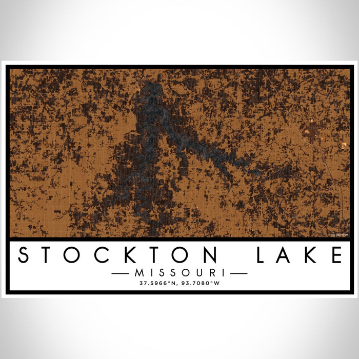 Stockton Lake Missouri Map Print Landscape Orientation in Ember Style With Shaded Background