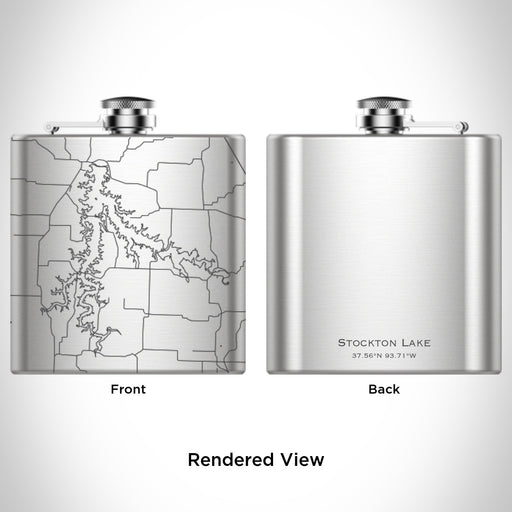Rendered View of Stockton Lake Missouri Map Engraving on 6oz Stainless Steel Flask