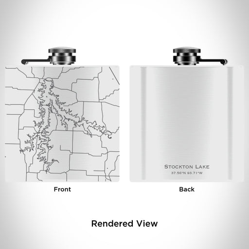 Rendered View of Stockton Lake Missouri Map Engraving on 6oz Stainless Steel Flask in White