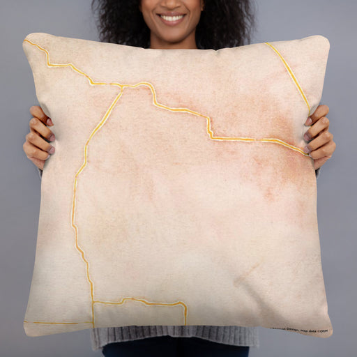 Person holding 22x22 Custom Stockton Lake Missouri Map Throw Pillow in Watercolor