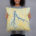 Person holding 18x18 Custom Stockton Lake Missouri Map Throw Pillow in Woodblock