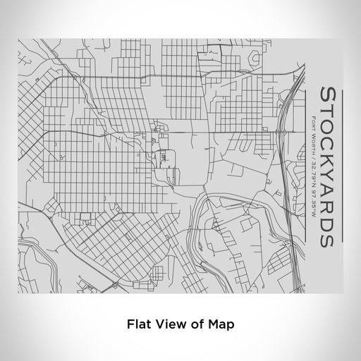 Rendered View of Stockyards Fort Worth Map Engraving on 20oz Stainless Steel Insulated Bottle with Bamboo Top