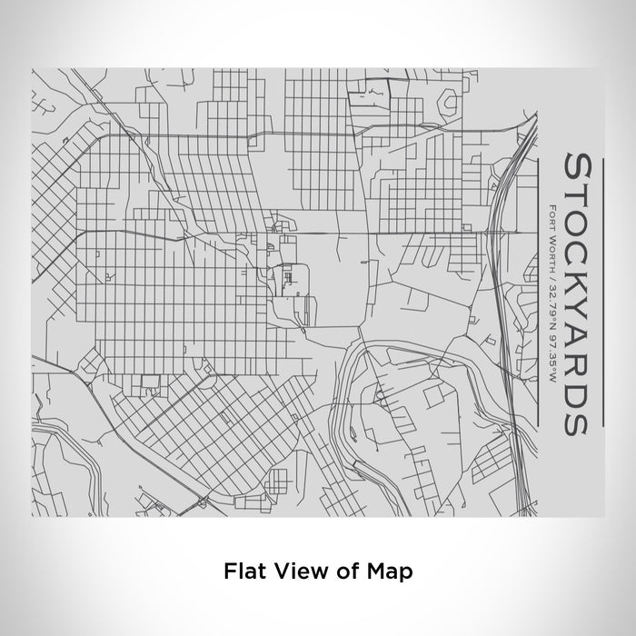 Rendered View of Stockyards Fort Worth Map Engraving on 20oz Stainless Steel Insulated Bottle with Bamboo Top