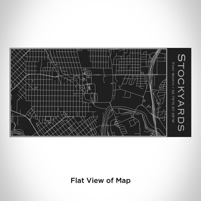 Rendered View of Stockyards Fort Worth Map Engraving on 17oz Stainless Steel Insulated Cola Bottle in Black
