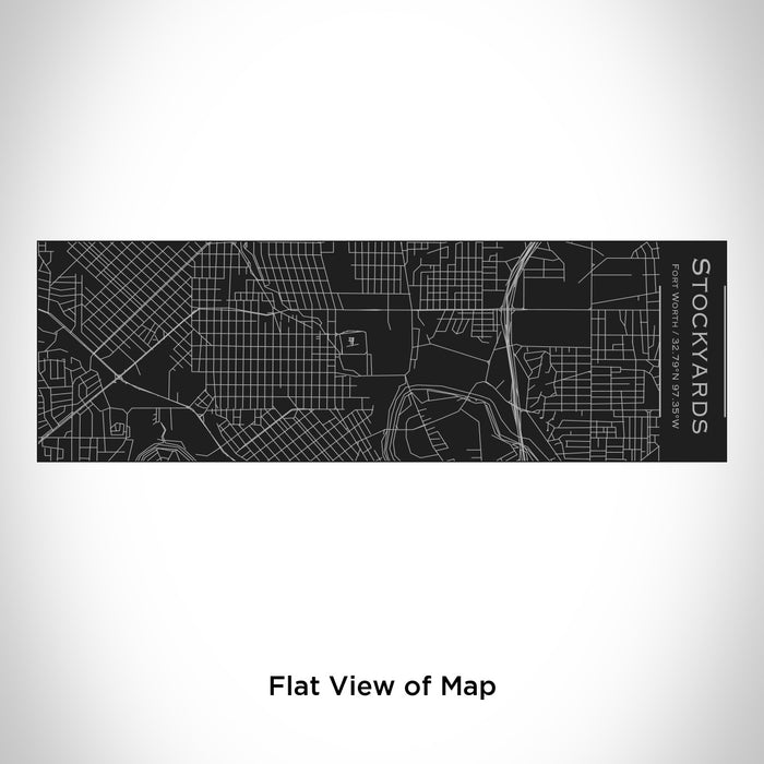Rendered View of Stockyards Fort Worth Map Engraving on 10oz Stainless Steel Insulated Cup with Sliding Lid in Black