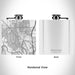 Rendered View of Stockyards Fort Worth Map Engraving on 6oz Stainless Steel Flask in White
