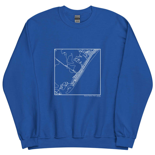 Stone Harbor New Jersey  Map Unisex Crewneck Sweater with City inscription in Royal Blue