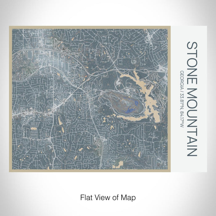 Rendered View of Stone Mountain Georgia Map on 20oz Stainless Steel Insulated Bottle with Bamboo Top with printed afternoon style map