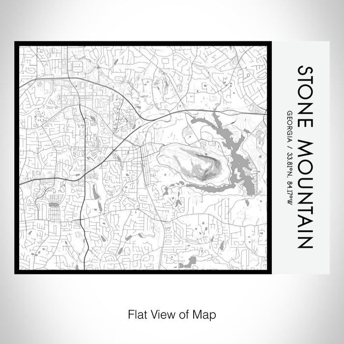 Rendered View of Stone Mountain Georgia Map on 20oz Stainless Steel Insulated Bottle with Bamboo Top with printed classic style map