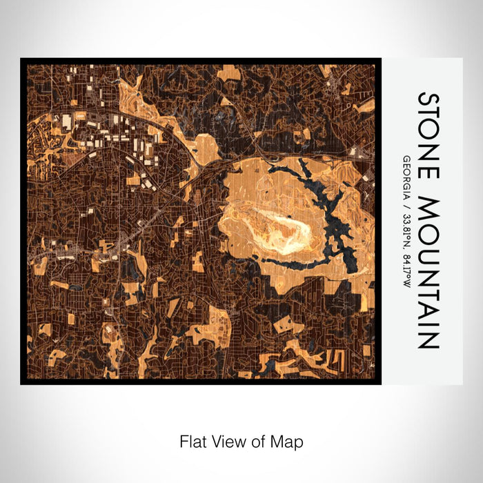 Rendered View of Stone Mountain Georgia Map on 20oz Stainless Steel Insulated Bottle with Bamboo Top with printed ember style map