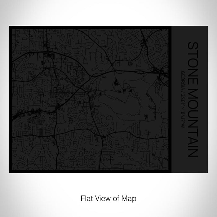 Rendered View of Stone Mountain Georgia Map on 20oz Stainless Steel Insulated Bottle with Bamboo Top in Matte Black with printed Tactile Lines Map in Black