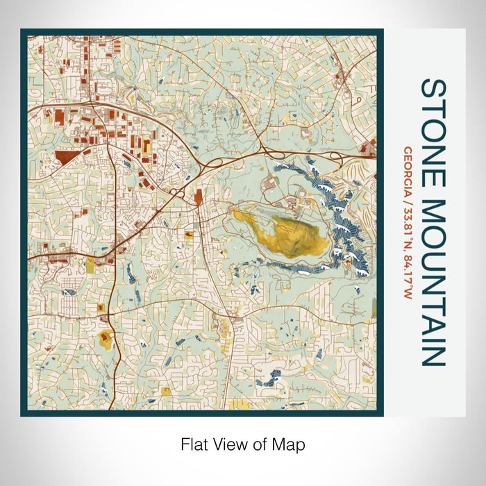 Rendered View of Stone Mountain Georgia Map on 17oz Stainless Steel Insulated Tumbler in Woodblock Map Style