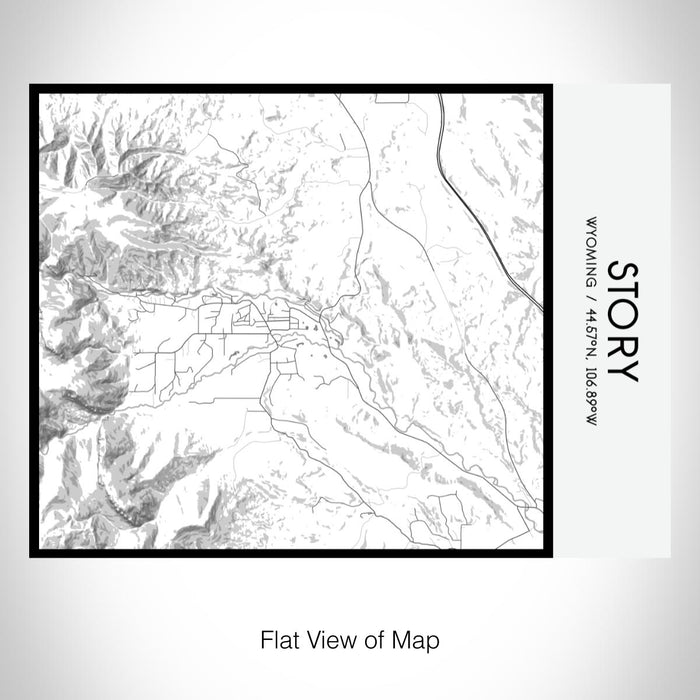 Rendered View of Story Wyoming Map on 20oz Stainless Steel Insulated Bottle with Bamboo Top with printed classic style map
