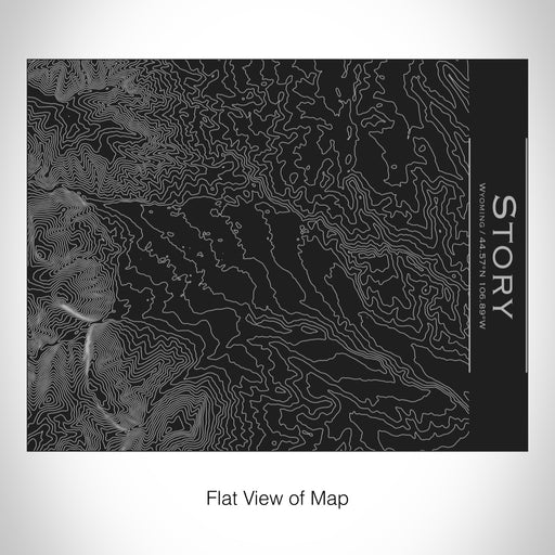 Rendered View of Story Wyoming Map on 20oz Stainless Steel Insulated Bottle with Bamboo Top in Black