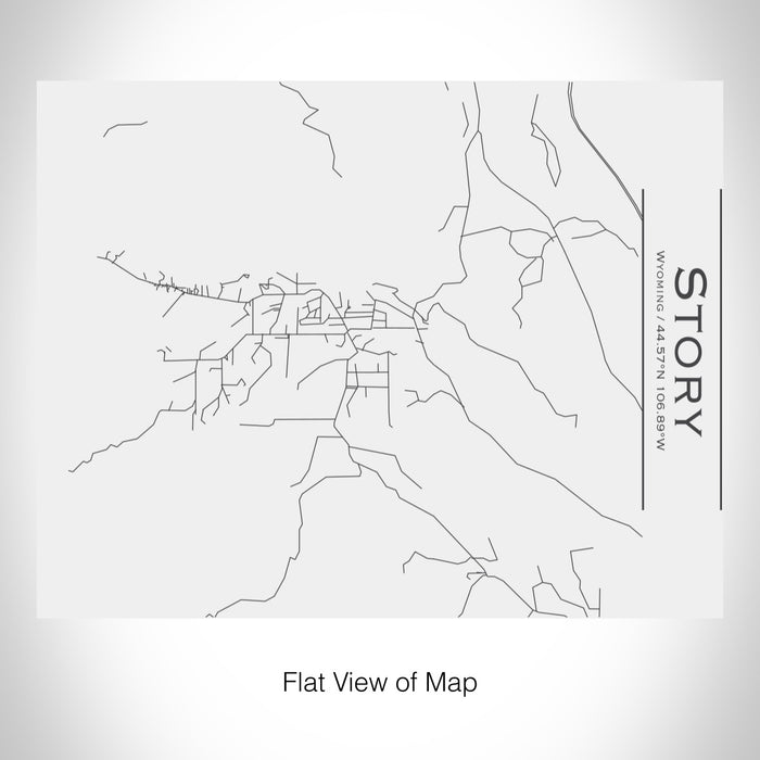 Rendered View of Story Wyoming Map on 20oz Stainless Steel Insulated Bottle with Bamboo Top in White