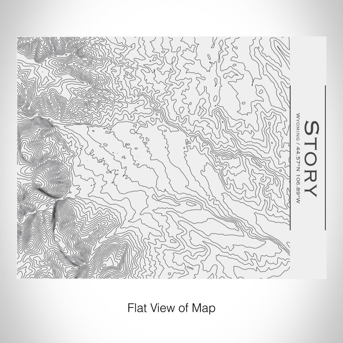 Rendered View of Story Wyoming Map on 20oz Stainless Steel Insulated Bottle with Bamboo Top in White