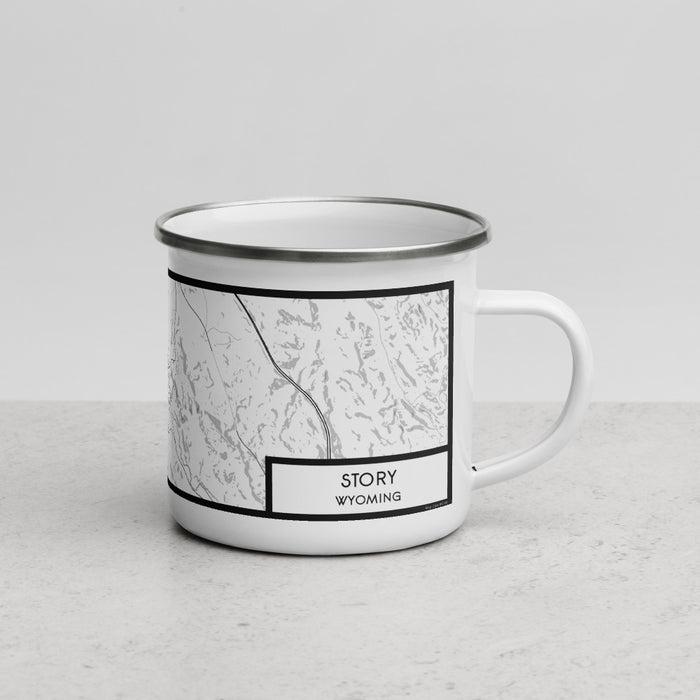 Right View Custom Story Wyoming Map Enamel Mug in Classic