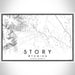 Story Wyoming Map Print Landscape Orientation in Classic Style With Shaded Background