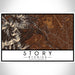 Story Wyoming Map Print Landscape Orientation in Ember Style With Shaded Background