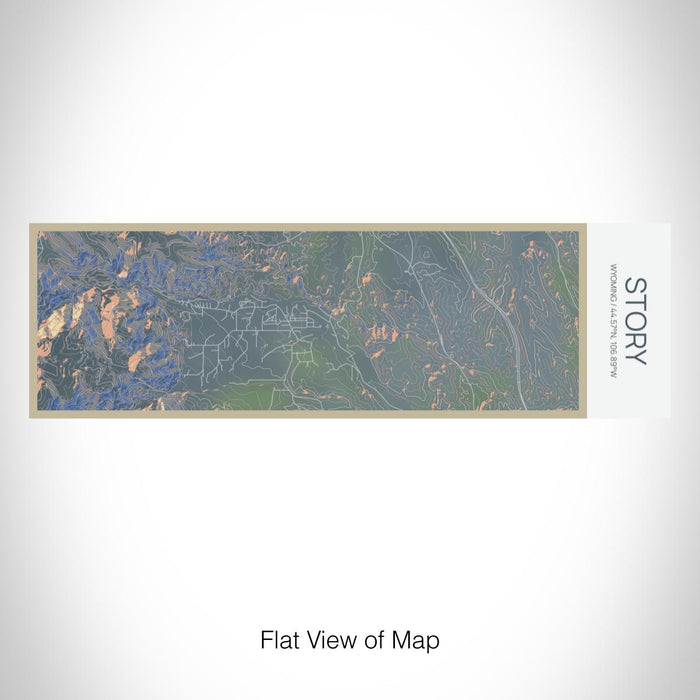 Rendered View of Story Wyoming Map on 10oz Stainless Steel Insulated Cup in Afternoon with Sliding Lid