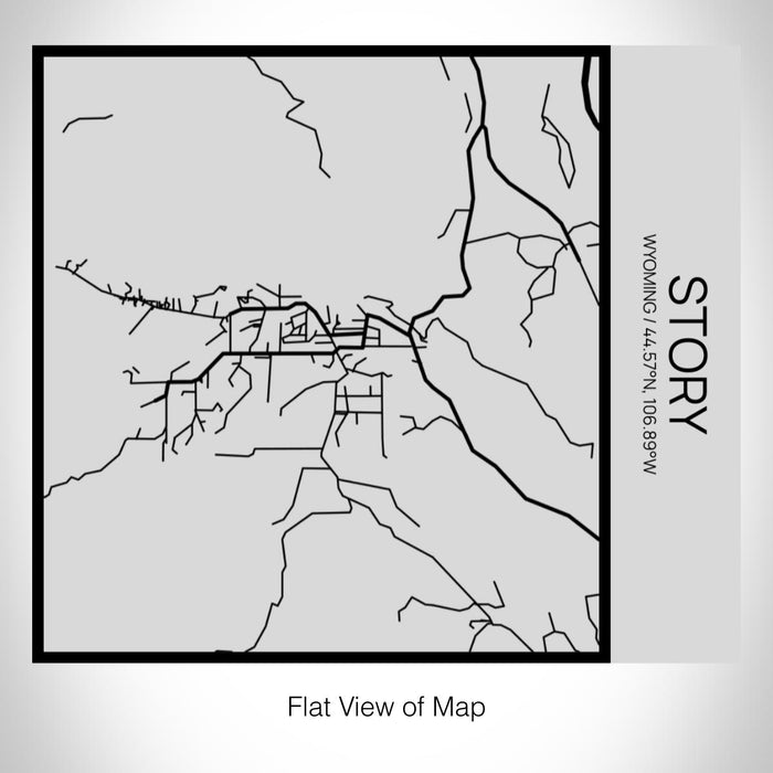 Rendered View of Story Wyoming Map on 17oz Stainless Steel Insulated Tumbler in Tactile Lines with Succulent in Background