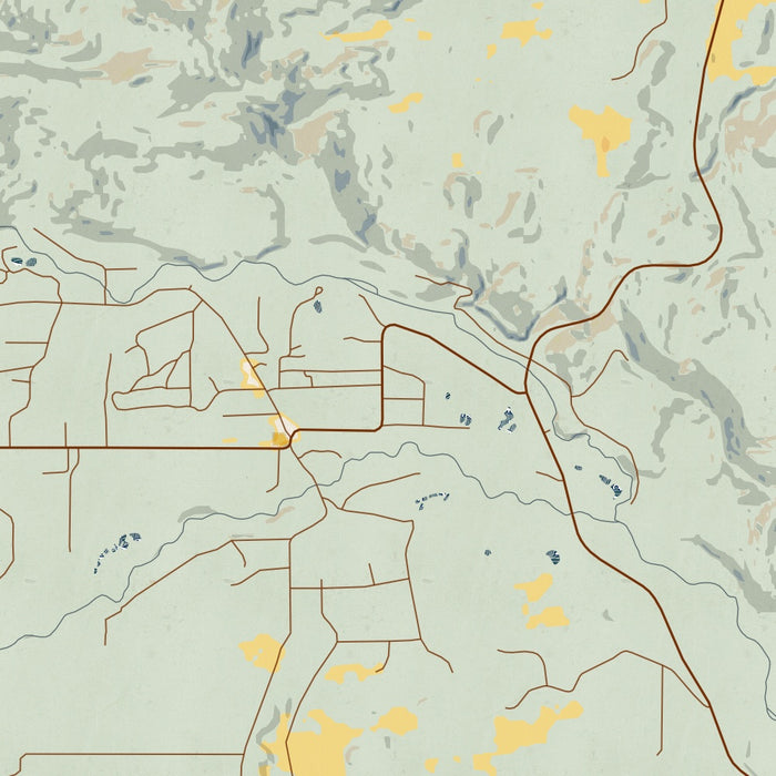 Story Wyoming Map Print in Woodblock Style Zoomed In Close Up Showing Details