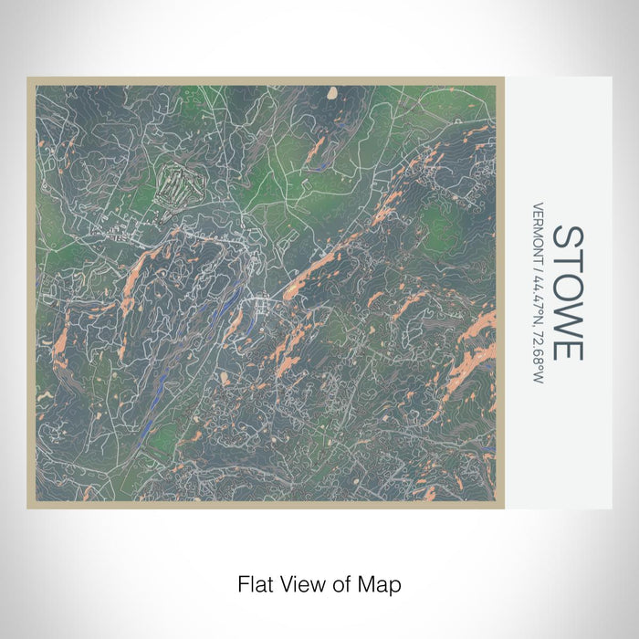 Rendered View of Stowe Vermont Map on 20oz Stainless Steel Insulated Bottle with Bamboo Top with printed afternoon style map