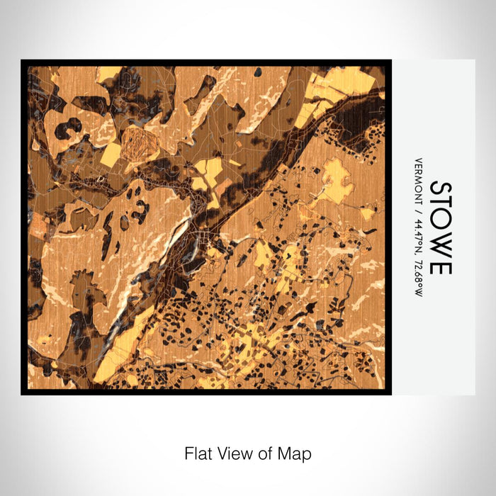 Rendered View of Stowe Vermont Map on 20oz Stainless Steel Insulated Bottle with Bamboo Top with printed ember style map