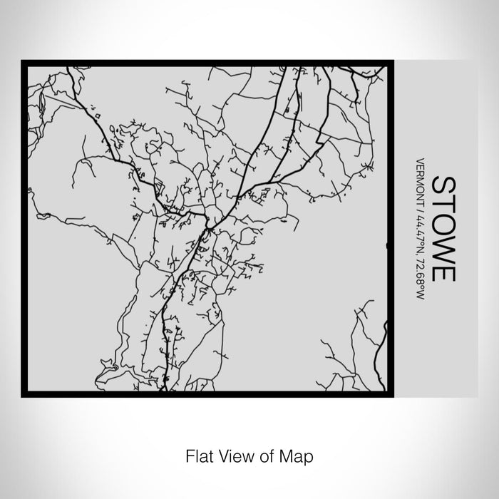 Rendered View of Stowe Vermont Map on 20oz Stainless Steel Insulated Bottle with Bamboo Top with printed Tactile Lines Map in Black
