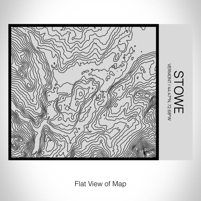 Rendered View of Stowe Vermont Map on 20oz Stainless Steel Insulated Bottle with Bamboo Top with printed Tactile Lines Map in Black