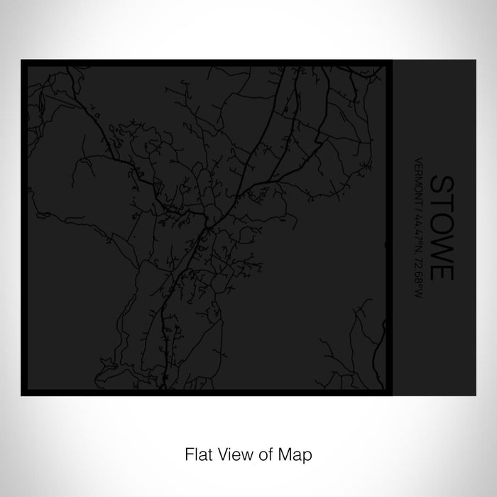 Rendered View of Stowe Vermont Map on 20oz Stainless Steel Insulated Bottle with Bamboo Top in Matte Black with printed Tactile Lines Map in Black