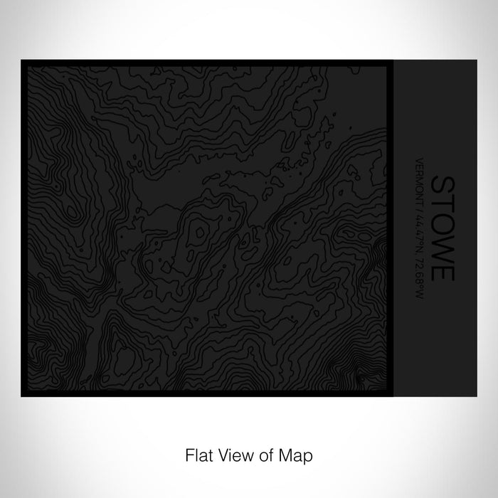 Rendered View of Stowe Vermont Map on 20oz Stainless Steel Insulated Bottle with Bamboo Top in Matte Black with printed Tactile Lines Map in Black