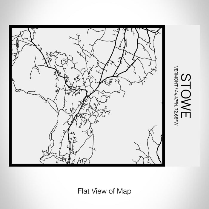 Rendered View of Stowe Vermont Map on 20oz Stainless Steel Insulated Bottle with Bamboo Top in Matte White with printed Tactile Lines Map in Black