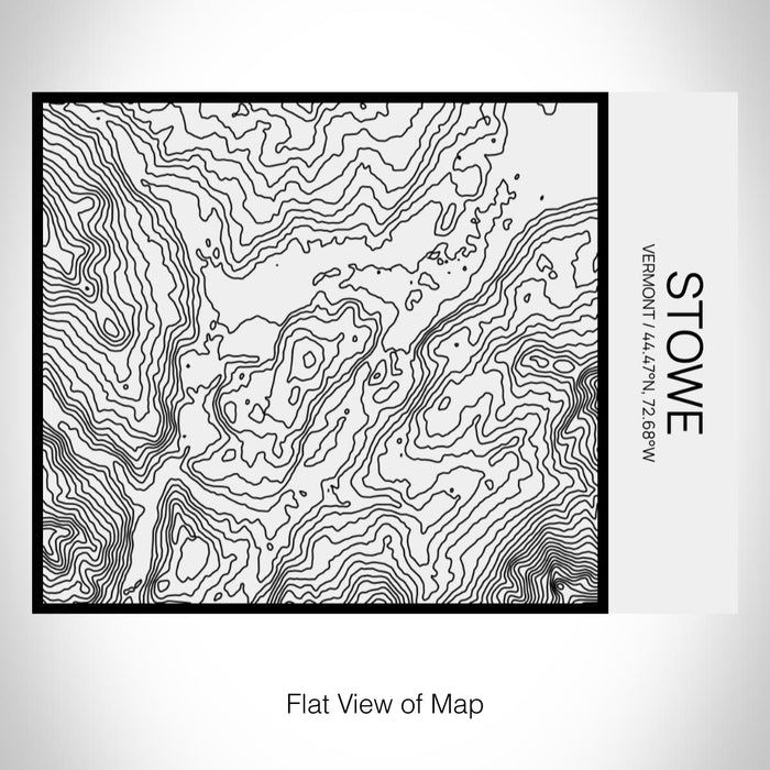 Rendered View of Stowe Vermont Map on 20oz Stainless Steel Insulated Bottle with Bamboo Top in Matte White with printed Tactile Lines Map in Black