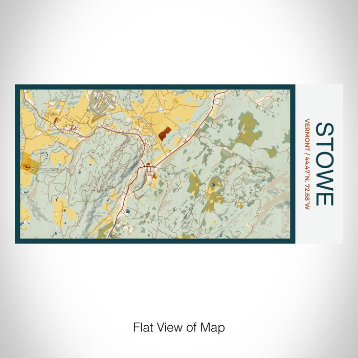 Rendered View of Stowe Vermont Map on 17oz Stainless Steel Insulated Bottle with printed woodblock style map
