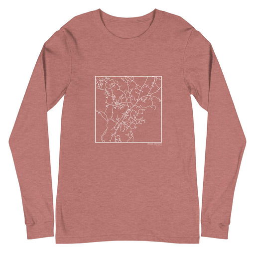 Stowe Vermont  Map Unisex Long-Sleeve T-shirt with City inscription in Heather Mauve