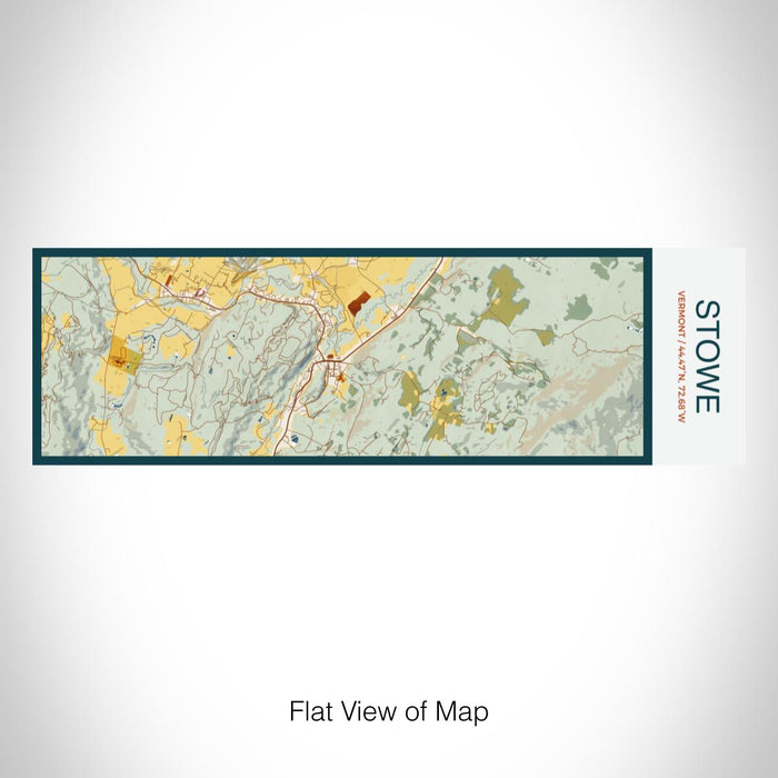 Rendered View of Stowe Vermont Map on 10oz Stainless Steel Insulated Cup in Woodblock with Sliding Lid