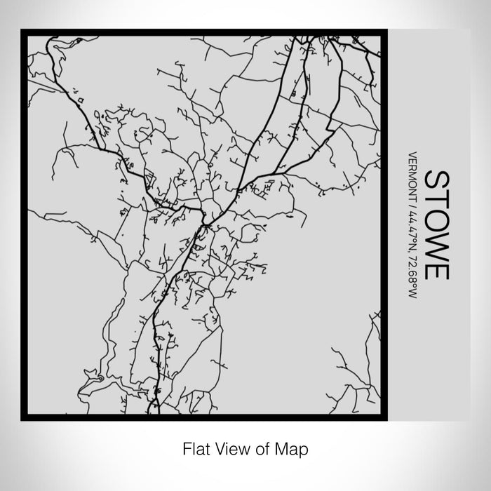 Rendered View of Stowe Vermont Map on 17oz Stainless Steel Insulated Tumbler in Tactile Lines with Succulent in Background