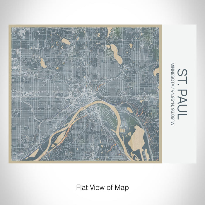 Rendered View of St. Paul Minnesota Map on 20oz Stainless Steel Insulated Bottle with Bamboo Top with printed afternoon style map