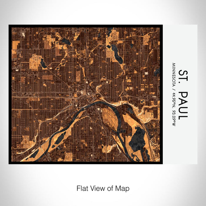 Rendered View of St. Paul Minnesota Map on 20oz Stainless Steel Insulated Bottle with Bamboo Top with printed ember style map