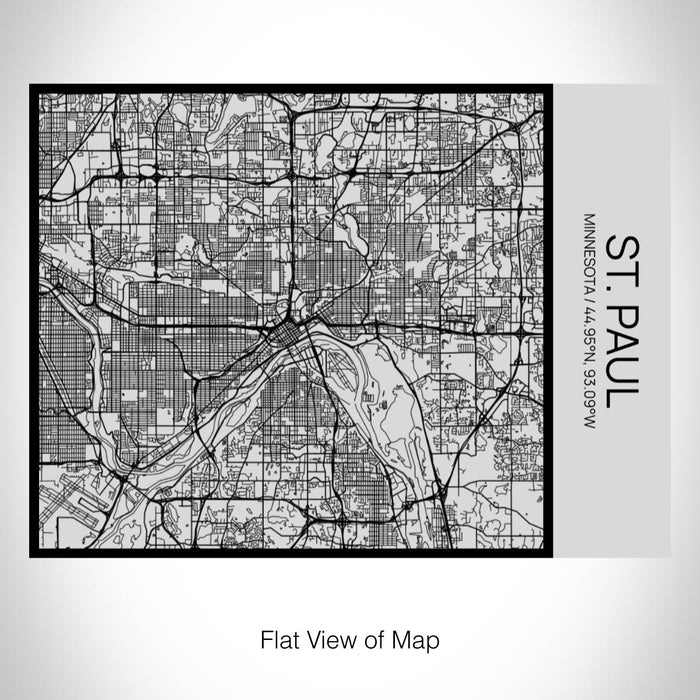 Rendered View of St. Paul Minnesota Map on 20oz Stainless Steel Insulated Bottle with Bamboo Top with printed Tactile Lines Map in Black