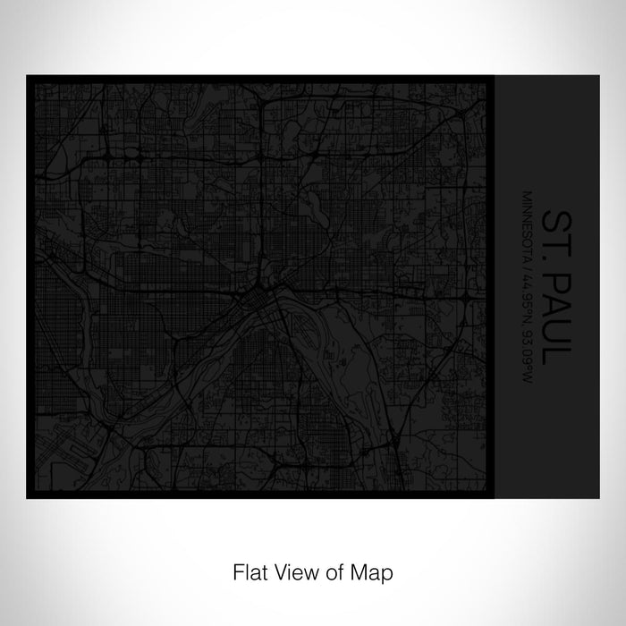 Rendered View of St. Paul Minnesota Map on 20oz Stainless Steel Insulated Bottle with Bamboo Top in Matte Black with printed Tactile Lines Map in Black
