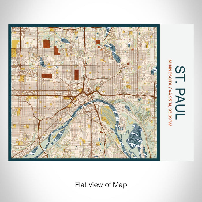Rendered View of St. Paul Minnesota Map on 20oz Stainless Steel Insulated Bottle with Bamboo Top with printed woodblock style map